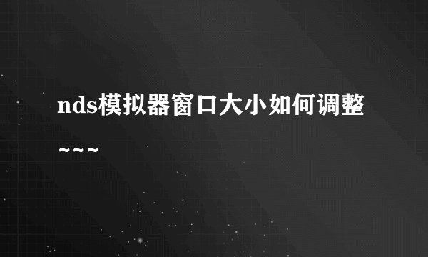 nds模拟器窗口大小如何调整~~~