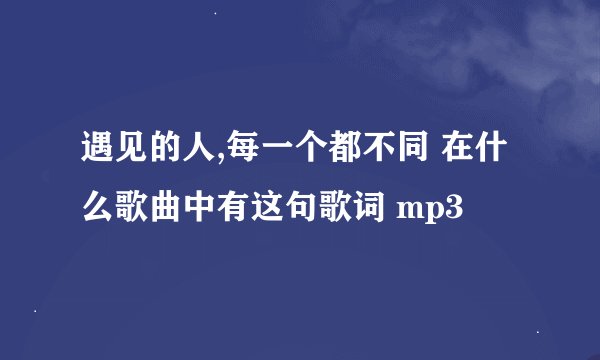 遇见的人,每一个都不同 在什么歌曲中有这句歌词 mp3
