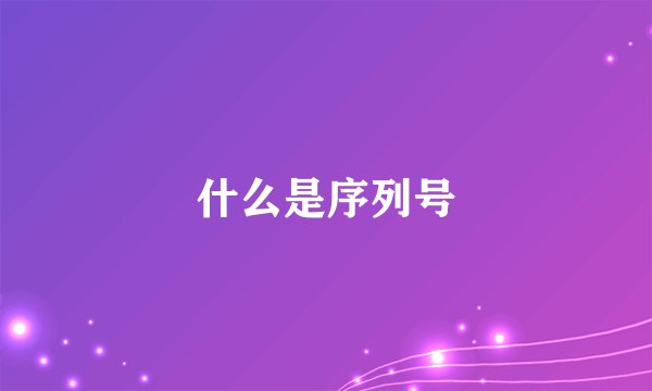 什么是序列号