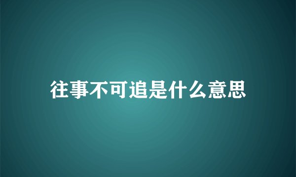 往事不可追是什么意思