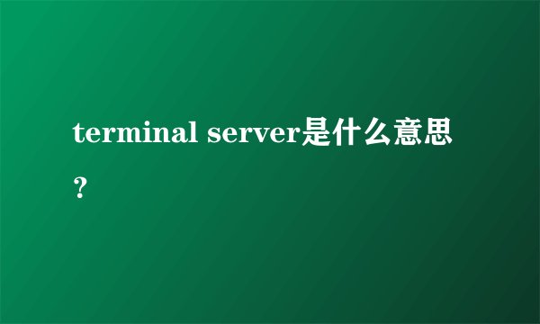 terminal server是什么意思？