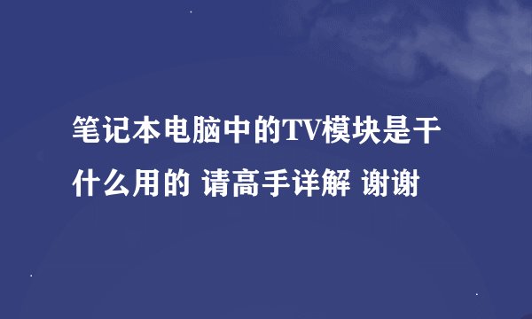笔记本电脑中的TV模块是干什么用的 请高手详解 谢谢