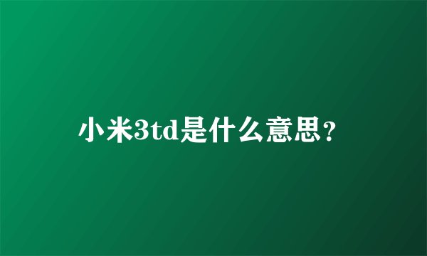小米3td是什么意思？