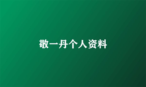 敬一丹个人资料