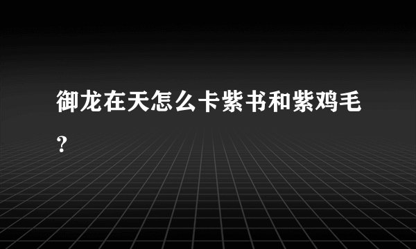 御龙在天怎么卡紫书和紫鸡毛？