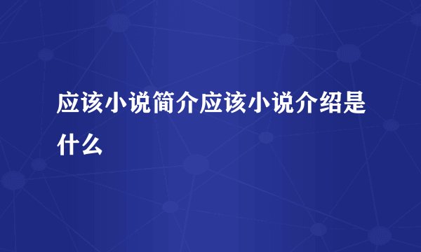 应该小说简介应该小说介绍是什么