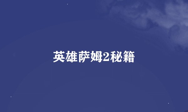英雄萨姆2秘籍