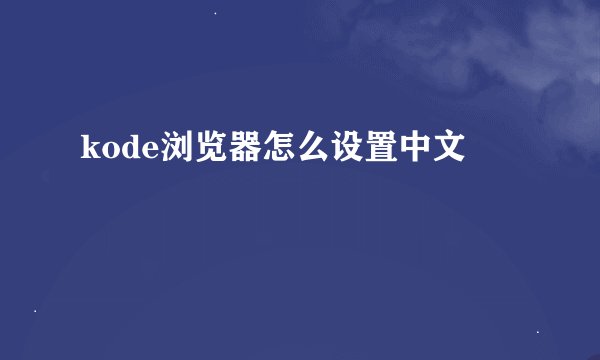kode浏览器怎么设置中文