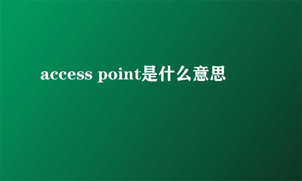 access point是什么意思