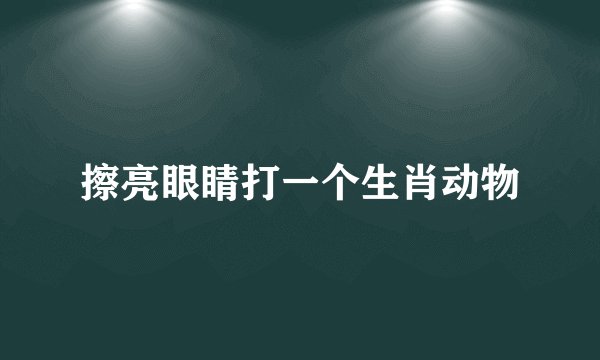 擦亮眼睛打一个生肖动物