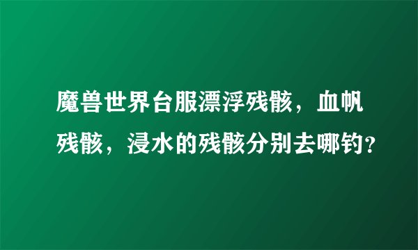 魔兽世界台服漂浮残骸，血帆残骸，浸水的残骸分别去哪钓？