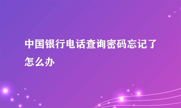 中国银行电话查询密码忘记了怎么办