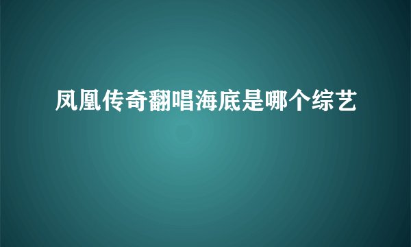凤凰传奇翻唱海底是哪个综艺