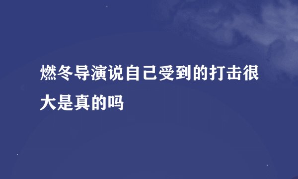 燃冬导演说自己受到的打击很大是真的吗