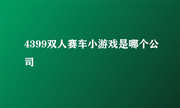 4399双人赛车小游戏是哪个公司