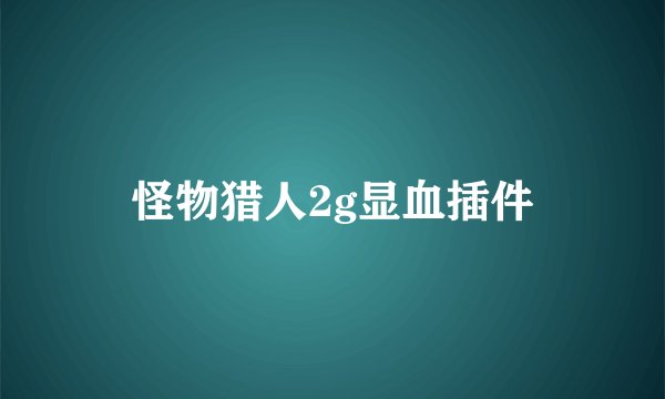 怪物猎人2g显血插件