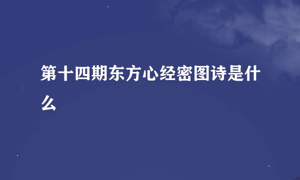 第十四期东方心经密图诗是什么