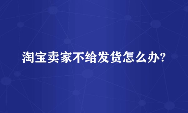 淘宝卖家不给发货怎么办?