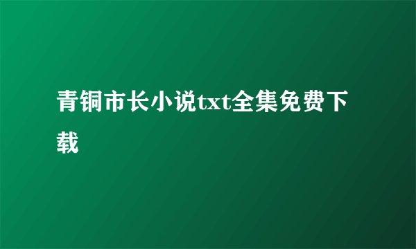 青铜市长小说txt全集免费下载