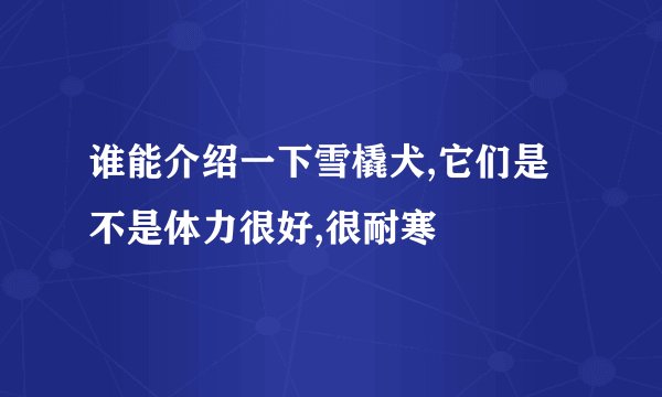 谁能介绍一下雪橇犬,它们是不是体力很好,很耐寒