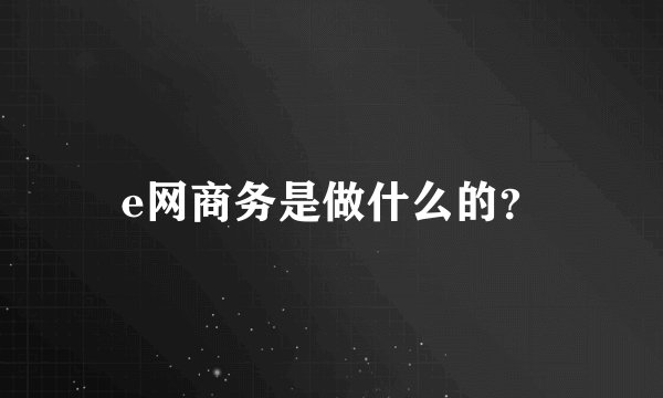 e网商务是做什么的？