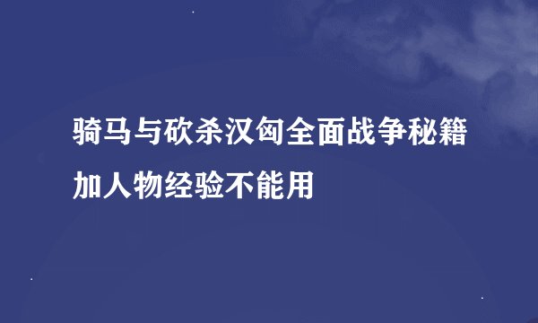 骑马与砍杀汉匈全面战争秘籍加人物经验不能用