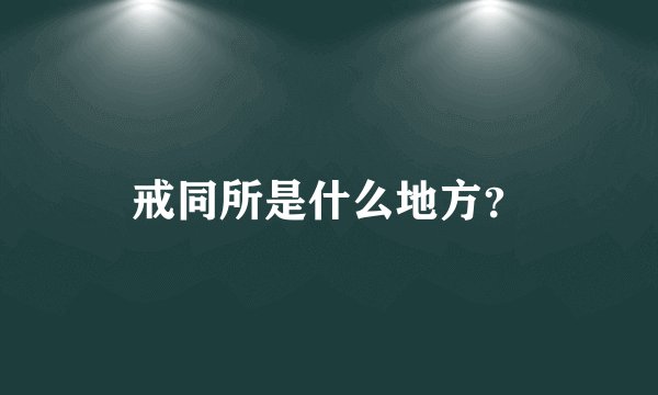 戒同所是什么地方？