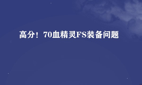 高分!70血精灵FS装备问题
