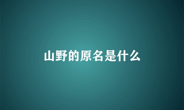 山野的原名是什么