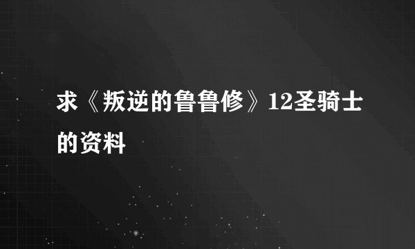 求《叛逆的鲁鲁修》12圣骑士的资料
