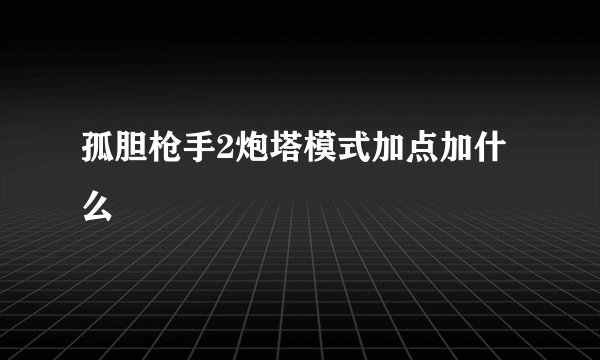 孤胆枪手2炮塔模式加点加什么