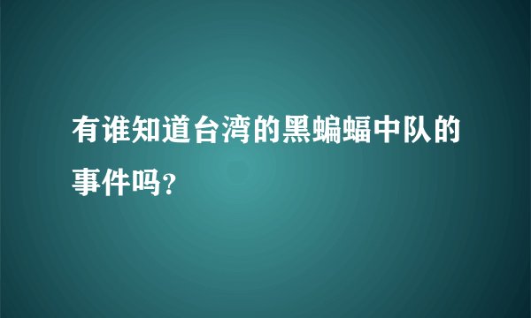 有谁知道台湾的黑蝙蝠中队的事件吗？