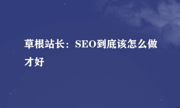 草根站长：SEO到底该怎么做才好