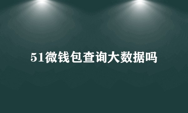 51微钱包查询大数据吗