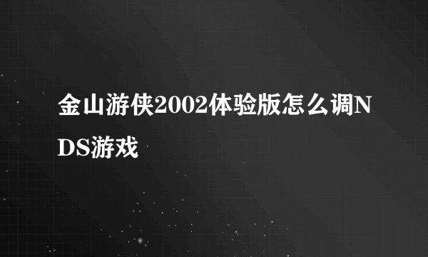 金山游侠2002体验版怎么调NDS游戏