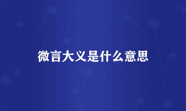 微言大义是什么意思