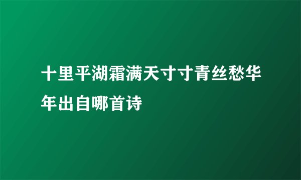 十里平湖霜满天寸寸青丝愁华年出自哪首诗