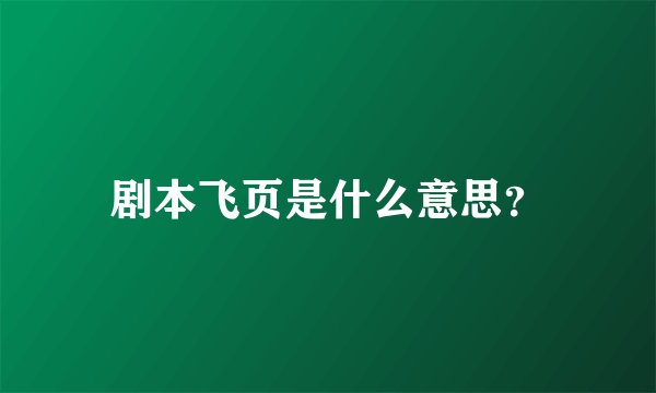 剧本飞页是什么意思？