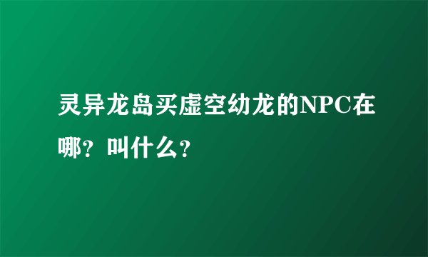 灵异龙岛买虚空幼龙的NPC在哪？叫什么？
