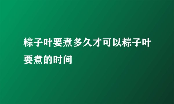 粽子叶要煮多久才可以粽子叶要煮的时间