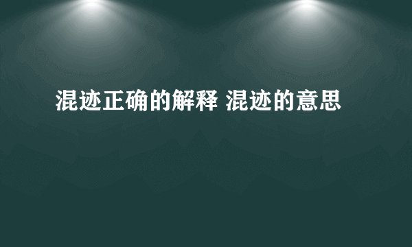 混迹正确的解释 混迹的意思
