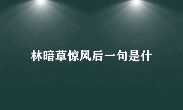 林暗草惊风后一句是什
