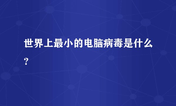 世界上最小的电脑病毒是什么？