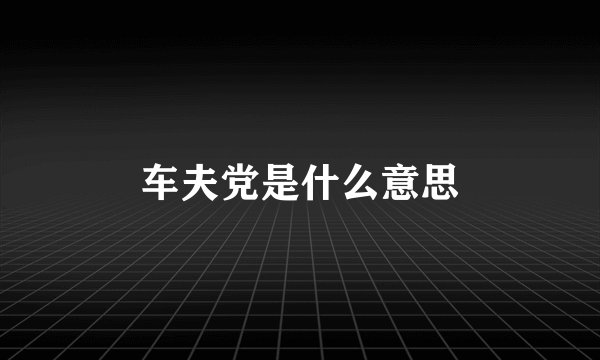 车夫党是什么意思