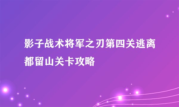影子战术将军之刃第四关逃离都留山关卡攻略