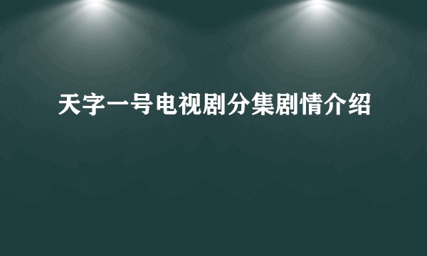 天字一号电视剧分集剧情介绍