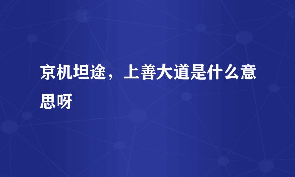 京机坦途，上善大道是什么意思呀