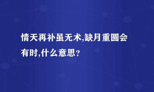 情天再补虽无术,缺月重圆会有时,什么意思？