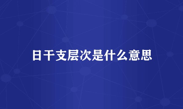 日干支层次是什么意思