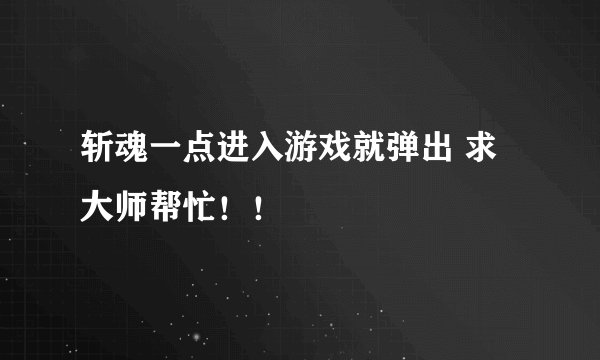 斩魂一点进入游戏就弹出 求大师帮忙！！
